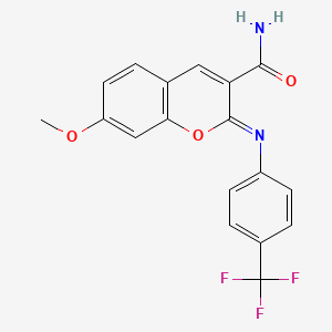 (2Z)-7-methoxy-2-{[4-(trifluoromethyl)phenyl]imino}-2H-chromene-3-carboxamide