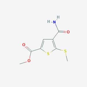 molecular formula C8H9NO3S2 B065781 Methyl 4-(aminocarbonyl)-5-(methylthio)thiophene-2-carboxylate CAS No. 175202-61-6