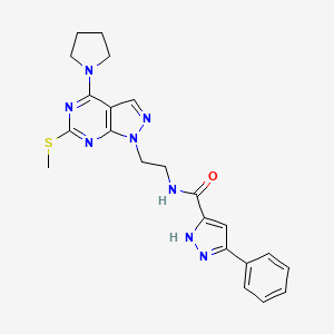 N-{2-[6-(methylsulfanyl)-4-(pyrrolidin-1-yl)-1H-pyrazolo[3,4-d]pyrimidin-1-yl]ethyl}-3-phenyl-1H-pyrazole-5-carboxamide
