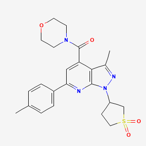 3-[3-methyl-6-(4-methylphenyl)-4-(morpholine-4-carbonyl)-1H-pyrazolo[3,4-b]pyridin-1-yl]-1lambda6-thiolane-1,1-dione