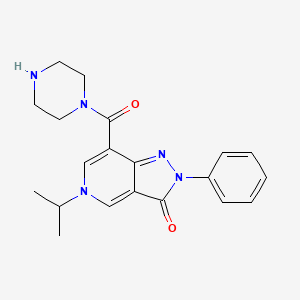 molecular formula C20H23N5O2 B6578981 3H-Pyrazolo[4,3-c]pyridin-3-one, 2,5-dihydro-5-(1-methylethyl)-2-phenyl-7-(1-piperazinylcarbonyl)- CAS No. 1105192-14-0