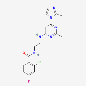 2-chloro-4-fluoro-N-(2-{[2-methyl-6-(2-methyl-1H-imidazol-1-yl)pyrimidin-4-yl]amino}ethyl)benzamide