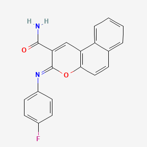 (3Z)-3-[(4-fluorophenyl)imino]-3H-benzo[f]chromene-2-carboxamide