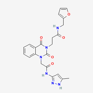 molecular formula C22H22N6O5 B6579255 N-[(FURAN-2-YL)METHYL]-3-(1-{[(5-METHYL-1H-PYRAZOL-3-YL)CARBAMOYL]METHYL}-2,4-DIOXO-1,2,3,4-TETRAHYDROQUINAZOLIN-3-YL)PROPANAMIDE CAS No. 1038898-84-8