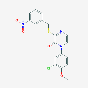 B6579827 1-(3-chloro-4-methoxyphenyl)-3-{[(3-nitrophenyl)methyl]sulfanyl}-1,2-dihydropyrazin-2-one CAS No. 946238-65-9