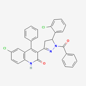 3-[1-benzoyl-5-(2-chlorophenyl)-4,5-dihydro-1H-pyrazol-3-yl]-6-chloro-4-phenyl-1,2-dihydroquinolin-2-one