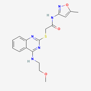 2-({4-[(2-methoxyethyl)amino]quinazolin-2-yl}sulfanyl)-N-(5-methyl-1,2-oxazol-3-yl)acetamide