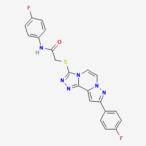 molecular formula C21H14F2N6OS B6580557 N-(4-FLUOROPHENYL)-2-{[9-(4-FLUOROPHENYL)PYRAZOLO[1,5-A][1,2,4]TRIAZOLO[3,4-C]PYRAZIN-3-YL]SULFANYL}ACETAMIDE CAS No. 1207008-82-9