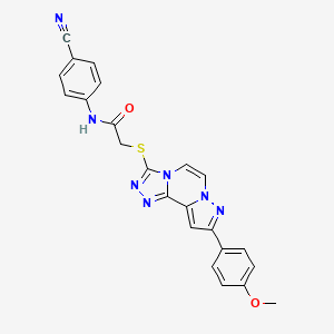 molecular formula C23H17N7O2S B6580590 N-(4-CYANOPHENYL)-2-{[9-(4-METHOXYPHENYL)PYRAZOLO[1,5-A][1,2,4]TRIAZOLO[3,4-C]PYRAZIN-3-YL]SULFANYL}ACETAMIDE CAS No. 1206999-95-2