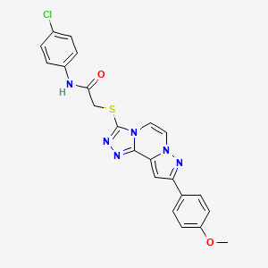 molecular formula C22H17ClN6O2S B6580597 N-(4-CHLOROPHENYL)-2-{[9-(4-METHOXYPHENYL)PYRAZOLO[1,5-A][1,2,4]TRIAZOLO[3,4-C]PYRAZIN-3-YL]SULFANYL}ACETAMIDE CAS No. 1207059-95-7