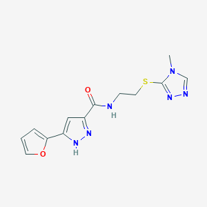 B6581440 5-(furan-2-yl)-N-{2-[(4-methyl-4H-1,2,4-triazol-3-yl)sulfanyl]ethyl}-1H-pyrazole-3-carboxamide CAS No. 1239460-38-8