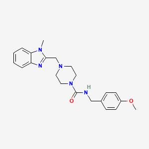 molecular formula C22H27N5O2 B6581464 N-[(4-methoxyphenyl)methyl]-4-[(1-methyl-1H-1,3-benzodiazol-2-yl)methyl]piperazine-1-carboxamide CAS No. 1206999-92-9