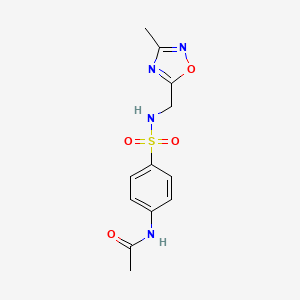 molecular formula C12H14N4O4S B6581649 N-(4-{[(3-methyl-1,2,4-oxadiazol-5-yl)methyl]sulfamoyl}phenyl)acetamide CAS No. 1206997-21-8