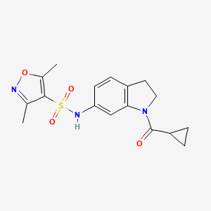 molecular formula C17H19N3O4S B6582252 N-(1-cyclopropanecarbonyl-2,3-dihydro-1H-indol-6-yl)-3,5-dimethyl-1,2-oxazole-4-sulfonamide CAS No. 1211187-25-5