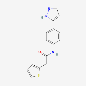 molecular formula C15H13N3OS B6582295 N-[4-(1H-pyrazol-3-yl)phenyl]-2-(thiophen-2-yl)acetamide CAS No. 1210788-86-5