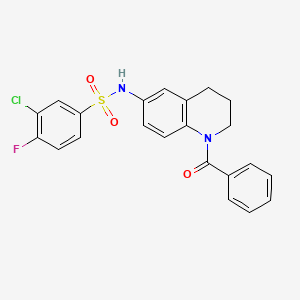 molecular formula C22H18ClFN2O3S B6582547 N-(1-benzoyl-1,2,3,4-tetrahydroquinolin-6-yl)-3-chloro-4-fluorobenzene-1-sulfonamide CAS No. 946334-08-3