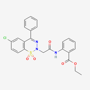 molecular formula C24H20ClN3O5S B6582764 ethyl 2-[2-(6-chloro-1,1-dioxo-4-phenyl-2H-1lambda6,2,3-benzothiadiazin-2-yl)acetamido]benzoate CAS No. 1031619-19-8