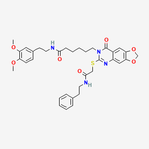 molecular formula C35H40N4O7S B6582798 N-[2-(3,4-dimethoxyphenyl)ethyl]-6-[8-oxo-6-({[(2-phenylethyl)carbamoyl]methyl}sulfanyl)-2H,7H,8H-[1,3]dioxolo[4,5-g]quinazolin-7-yl]hexanamide CAS No. 688061-72-5