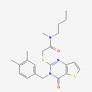 molecular formula C22H27N3O2S2 B6583105 N-butyl-2-({3-[(3,4-dimethylphenyl)methyl]-4-oxo-3H,4H-thieno[3,2-d]pyrimidin-2-yl}sulfanyl)-N-methylacetamide CAS No. 1252922-50-1