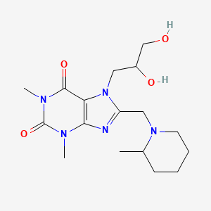B6583334 7-(2,3-dihydroxypropyl)-1,3-dimethyl-8-[(2-methylpiperidin-1-yl)methyl]-2,3,6,7-tetrahydro-1H-purine-2,6-dione CAS No. 893973-03-0