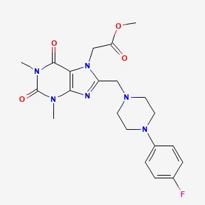 molecular formula C21H25FN6O4 B6583375 methyl (8-{[4-(4-fluorophenyl)piperazin-1-yl]methyl}-1,3-dimethyl-2,6-dioxo-1,2,3,6-tetrahydro-7H-purin-7-yl)acetate CAS No. 851940-48-2