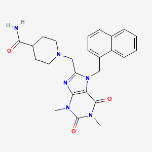 B6583391 1-({1,3-dimethyl-7-[(naphthalen-1-yl)methyl]-2,6-dioxo-2,3,6,7-tetrahydro-1H-purin-8-yl}methyl)piperidine-4-carboxamide CAS No. 893970-09-7