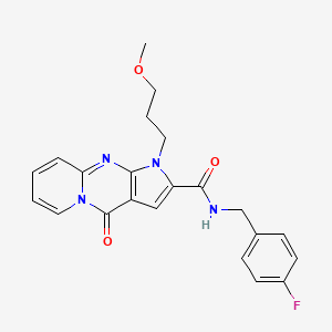 molecular formula C22H21FN4O3 B6583467 N-[(4-fluorophenyl)methyl]-6-(3-methoxypropyl)-2-oxo-1,6,8-triazatricyclo[7.4.0.0^{3,7}]trideca-3(7),4,8,10,12-pentaene-5-carboxamide CAS No. 900870-15-7