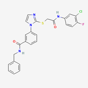 molecular formula C25H20ClFN4O2S B6583685 N-benzyl-3-[2-({[(3-chloro-4-fluorophenyl)carbamoyl]methyl}sulfanyl)-1H-imidazol-1-yl]benzamide CAS No. 1115403-35-4