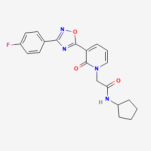 molecular formula C20H19FN4O3 B6583746 N-cyclopentyl-2-{3-[3-(4-fluorophenyl)-1,2,4-oxadiazol-5-yl]-2-oxo-1,2-dihydropyridin-1-yl}acetamide CAS No. 1251595-62-6