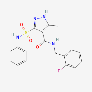 molecular formula C19H19FN4O3S B6583821 N-[(2-fluorophenyl)methyl]-3-methyl-5-[(4-methylphenyl)sulfamoyl]-1H-pyrazole-4-carboxamide CAS No. 1322726-58-8