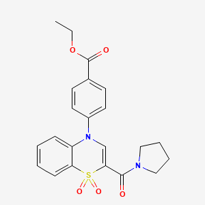 molecular formula C22H22N2O5S B6583868 ethyl 4-[1,1-dioxo-2-(pyrrolidine-1-carbonyl)-4H-1lambda6,4-benzothiazin-4-yl]benzoate CAS No. 1251690-76-2