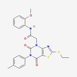 B6583903 2-[2-(ethylsulfanyl)-6-(4-methylphenyl)-5,7-dioxo-4H,5H,6H,7H-[1,3]thiazolo[4,5-d]pyrimidin-4-yl]-N-(2-methoxyphenyl)acetamide CAS No. 1251562-40-9