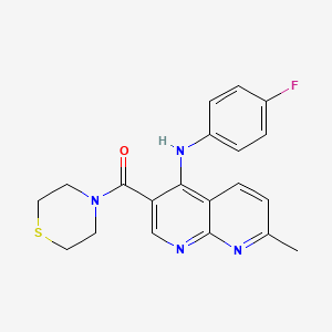 molecular formula C20H19FN4OS B6584010 N-(4-fluorophenyl)-7-methyl-3-(thiomorpholine-4-carbonyl)-1,8-naphthyridin-4-amine CAS No. 1251618-18-4