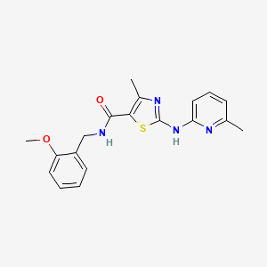 molecular formula C19H20N4O2S B6584171 N-[(2-methoxyphenyl)methyl]-4-methyl-2-[(6-methylpyridin-2-yl)amino]-1,3-thiazole-5-carboxamide CAS No. 1251584-33-4