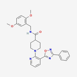 molecular formula C28H29N5O4 B6584271 N-[(2,5-dimethoxyphenyl)methyl]-1-[3-(3-phenyl-1,2,4-oxadiazol-5-yl)pyridin-2-yl]piperidine-4-carboxamide CAS No. 1251597-77-9