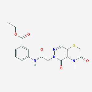 molecular formula C18H18N4O5S B6584278 ethyl 3-(2-{4-methyl-3,5-dioxo-2H,3H,4H,5H,6H-pyridazino[4,5-b][1,4]thiazin-6-yl}acetamido)benzoate CAS No. 1251596-31-2