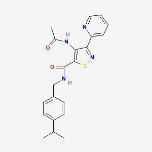 4-acetamido-N-{[4-(propan-2-yl)phenyl]methyl}-3-(pyridin-2-yl)-1,2-thiazole-5-carboxamide