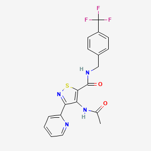 4-acetamido-3-(pyridin-2-yl)-N-{[4-(trifluoromethyl)phenyl]methyl}-1,2-thiazole-5-carboxamide