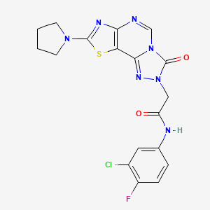 N-(3-chloro-4-fluorophenyl)-2-[5-oxo-11-(pyrrolidin-1-yl)-12-thia-3,4,6,8,10-pentaazatricyclo[7.3.0.0^{2,6}]dodeca-1(9),2,7,10-tetraen-4-yl]acetamide