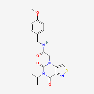2-[5,7-dioxo-6-(propan-2-yl)-4H,5H,6H,7H-[1,2]thiazolo[4,3-d]pyrimidin-4-yl]-N-[(4-methoxyphenyl)methyl]acetamide