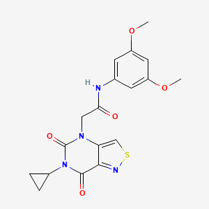 2-{6-cyclopropyl-5,7-dioxo-4H,5H,6H,7H-[1,2]thiazolo[4,3-d]pyrimidin-4-yl}-N-(3,5-dimethoxyphenyl)acetamide