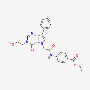 molecular formula C26H26N4O5 B6586859 ethyl 4-(2-(3-(2-methoxyethyl)-4-oxo-7-phenyl-3H-pyrrolo[3,2-d]pyrimidin-5(4H)-yl)acetamido)benzoate CAS No. 1251551-97-9