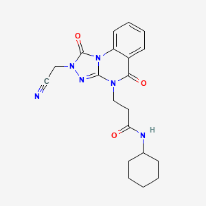 molecular formula C20H22N6O3 B6586903 3-[2-(cyanomethyl)-1,5-dioxo-1H,2H,4H,5H-[1,2,4]triazolo[4,3-a]quinazolin-4-yl]-N-cyclohexylpropanamide CAS No. 1251616-98-4
