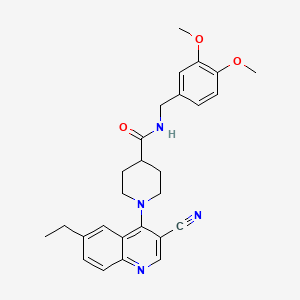 molecular formula C27H30N4O3 B6587157 1-(3-cyano-6-ethylquinolin-4-yl)-N-[(3,4-dimethoxyphenyl)methyl]piperidine-4-carboxamide CAS No. 1226458-52-1