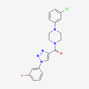 molecular formula C19H17ClFN5O B6587195 (4-(3-chlorophenyl)piperazin-1-yl)(1-(3-fluorophenyl)-1H-1,2,3-triazol-4-yl)methanone CAS No. 1226437-21-3
