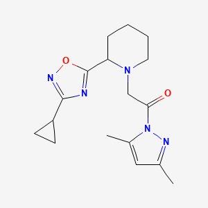 2-(3-cyclopropyl-1,2,4-oxadiazol-5-yl)-1-[2-(3,5-dimethyl-1H-pyrazol-1-yl)-2-oxoethyl]piperidine