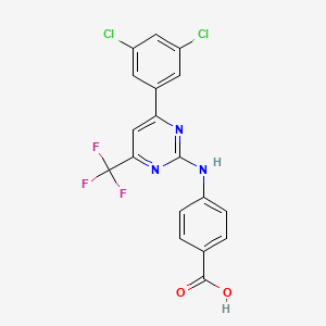 molecular formula C18H10Cl2F3N3O2 B6592192 N-[6-(3,5-Dichlorophenyl)-4-(trifluoromethyl)pyrimidin-2-yl]-4-aminobenzoic acid CAS No. 1820734-62-0