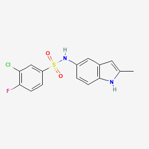 molecular formula C15H12ClFN2O2S B6592365 3-氯-4-氟-N-(2-甲基-1H-吲哚-5-基)苯磺酰胺 CAS No. 1956355-11-5