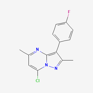 molecular formula C14H11ClFN3 B6593843 7-Chloro-3-(4-fluorophenyl)-2,5-dimethylpyrazolo[1,5-a]pyrimidine CAS No. 842112-54-3
