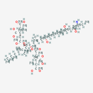 molecular formula C34H59NO15 B6594559 (2R)-2-[2-[(5S,6R,7R,9R,11S,16R,18S,19R)-19-amino-6-[(3R)-3,4-bis(hydroxycarbonyl)(1,2,3,4-13C4)butanoyl]oxy-11,16,18-trihydroxy-5,9-di((113C)methyl)(1,2,3,4,5,6,7,8,9,10,11,12,13,14,15,16,17,18,19,20-13C20)icosan-7-yl]oxy-2-oxo(1,2-13C2)ethyl](1,2,3,4-13C4)butanedioic acid CAS No. 1217458-62-2